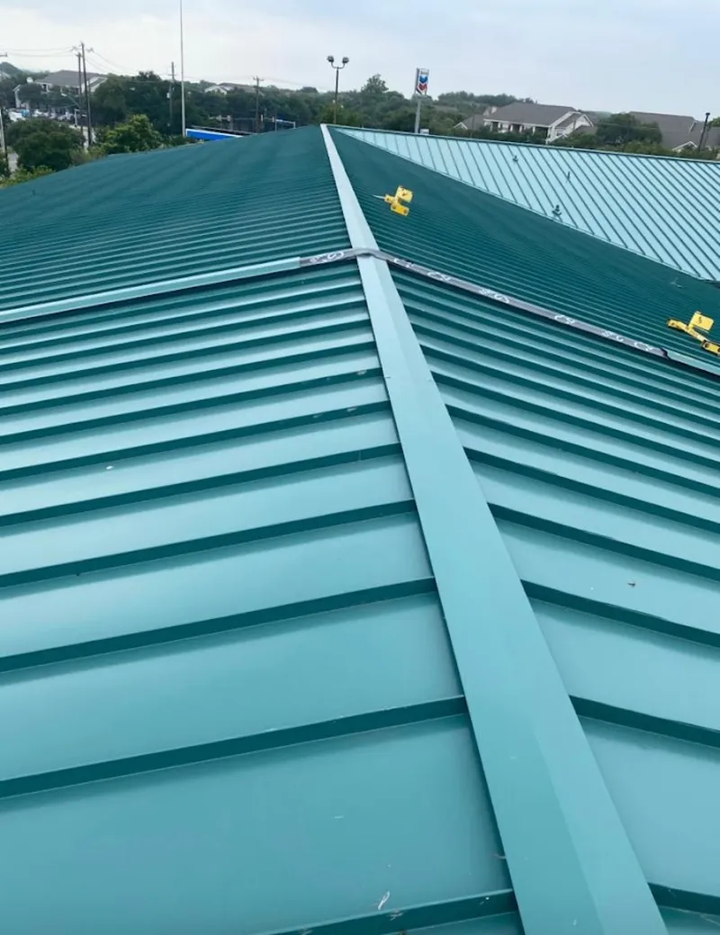Green commercial metal roof ridge and valley for Metal Roof Repair in Rockland